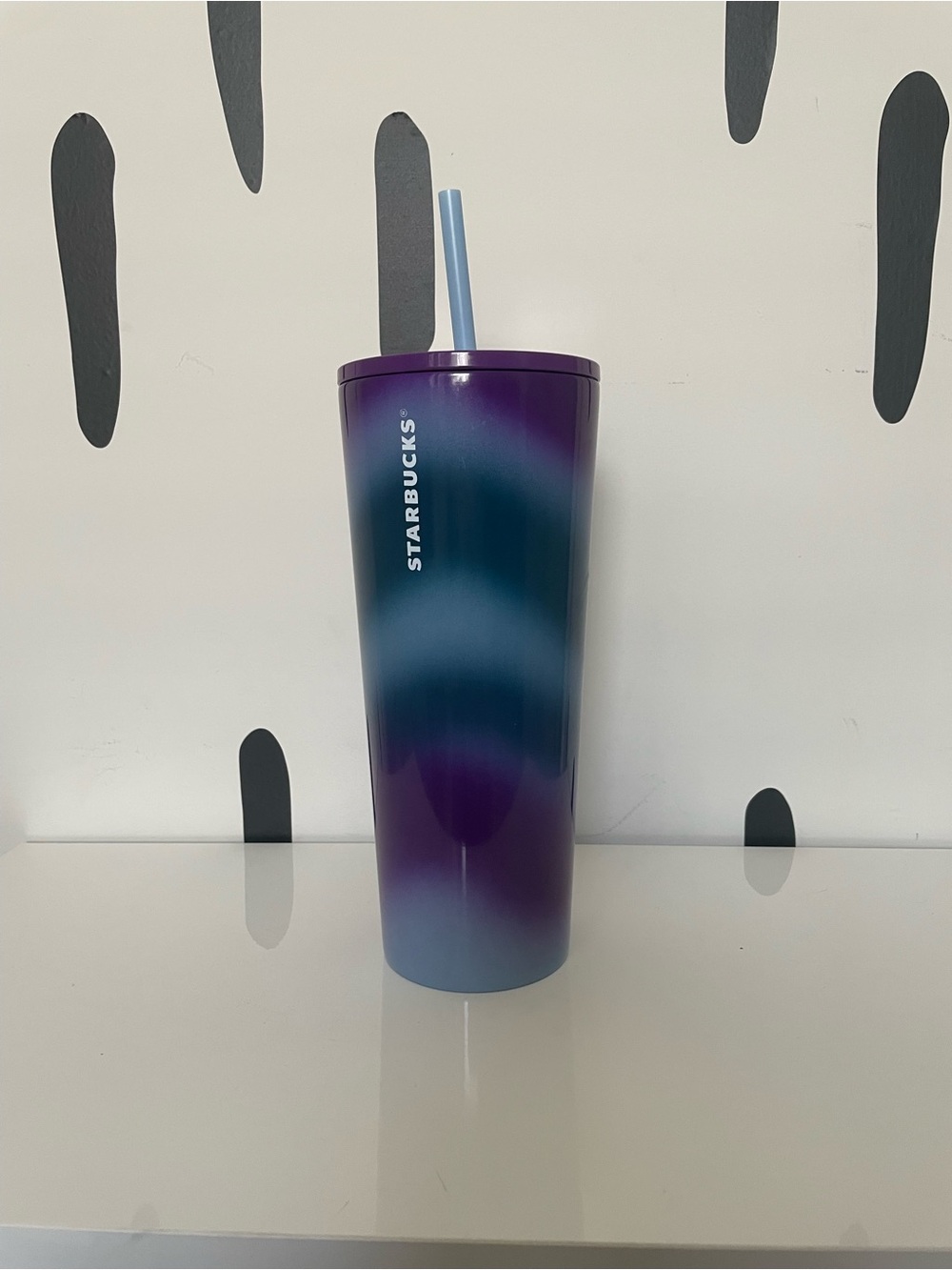 Starbucks 24 oz Gradient Purple & Teal Stainless Tumbler with Straw